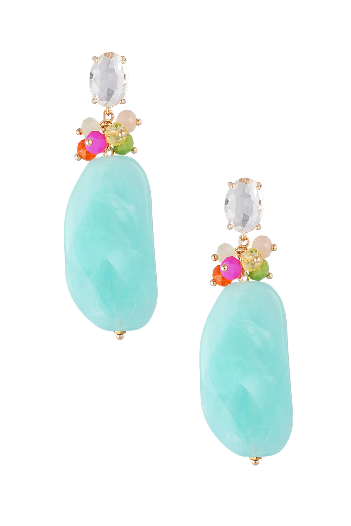 Statement beaded party earrings - turquoise 