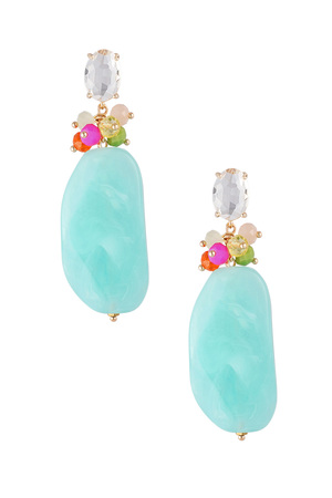 Statement beaded party earrings - turquoise  h5 