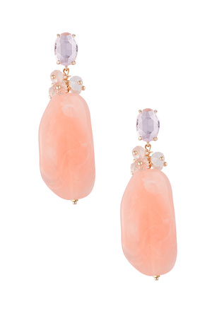 Statement beaded party earrings - pink  h5 