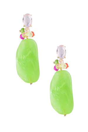 Statement beaded party earrings - green  h5 