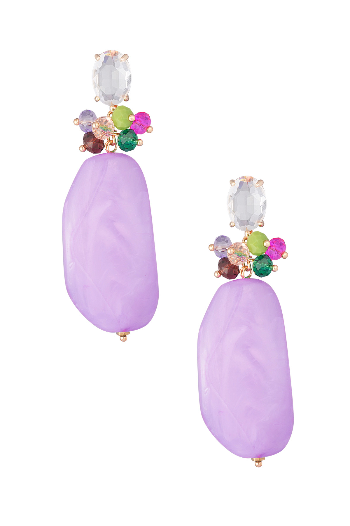 Statement beaded party earrings - purple 