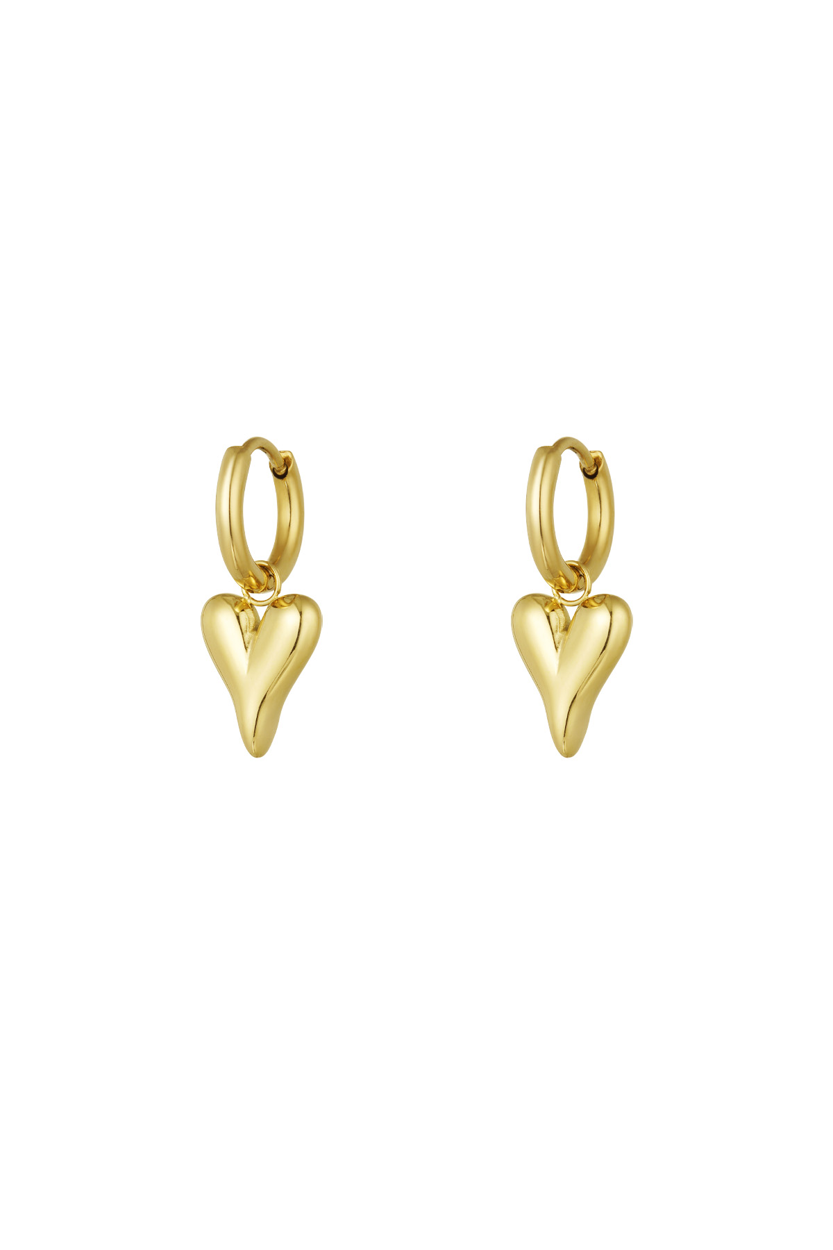 Stainless Steel Heart Shaped Earrings - Gold