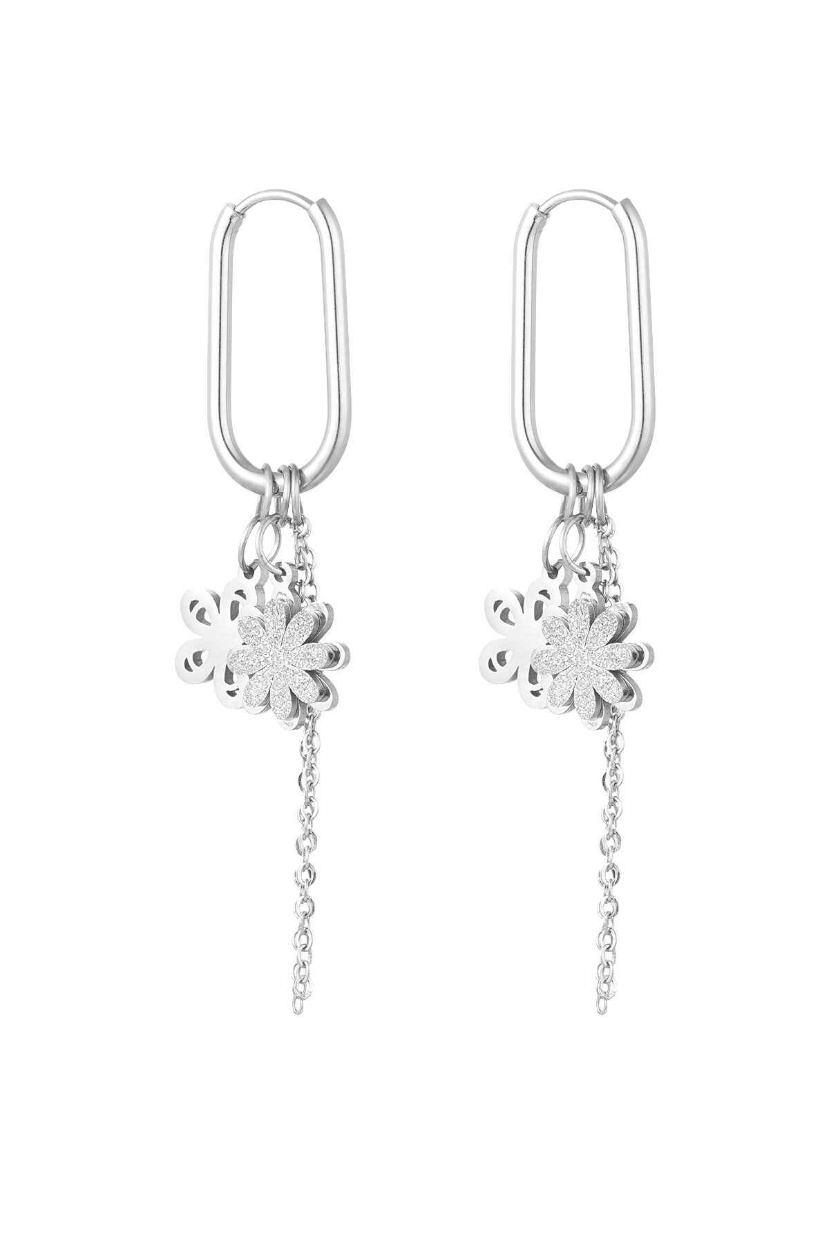 Earrings flower fiesta - silver h5 