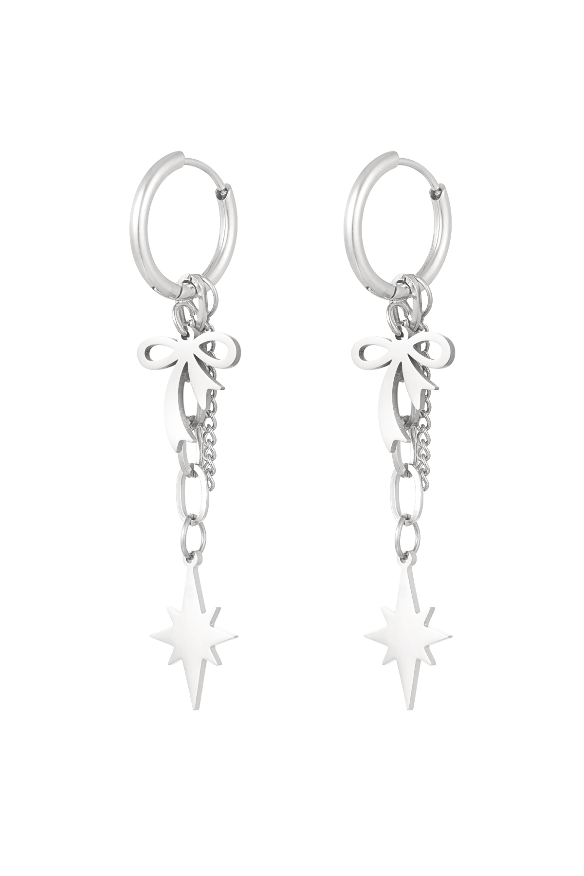 Earrings bows day - silver h5 