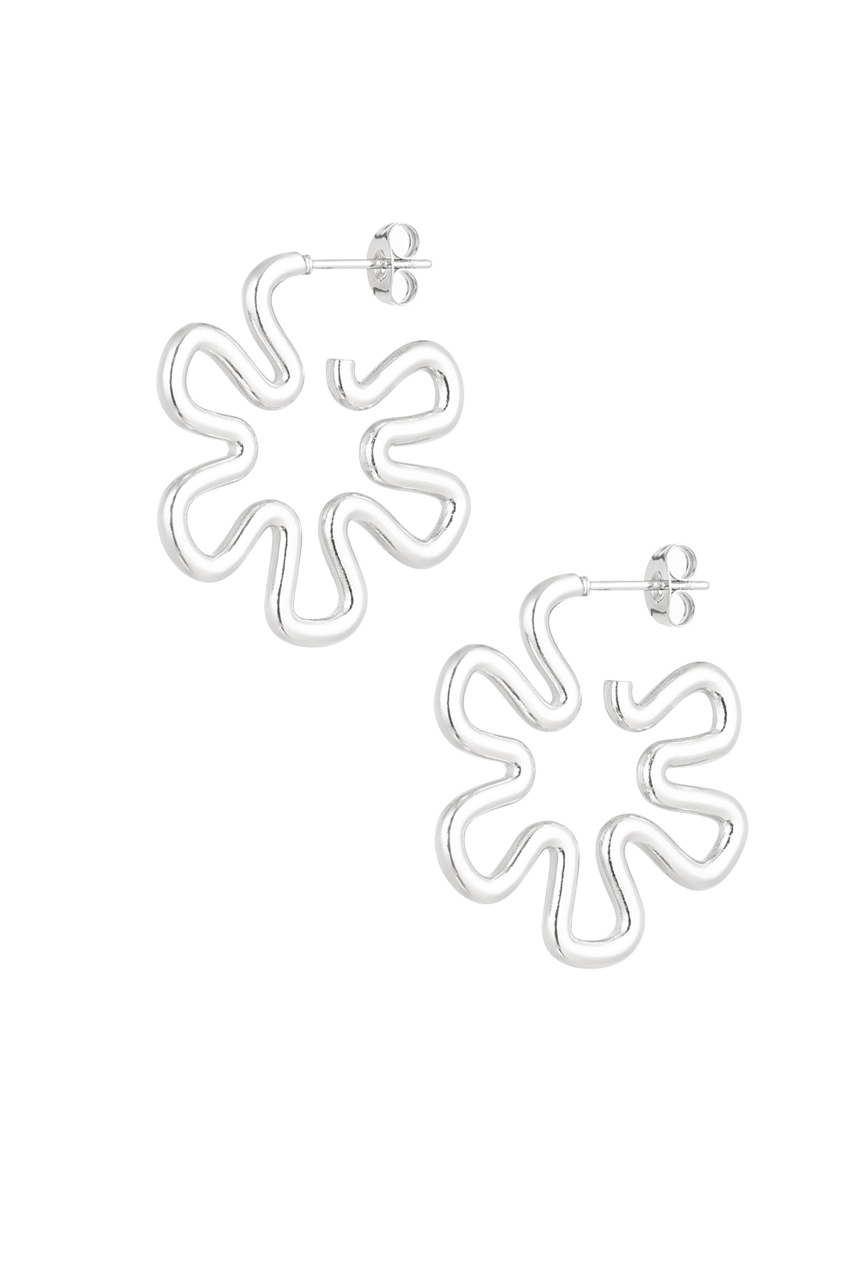 Hippie flower earrings - silver  h5 