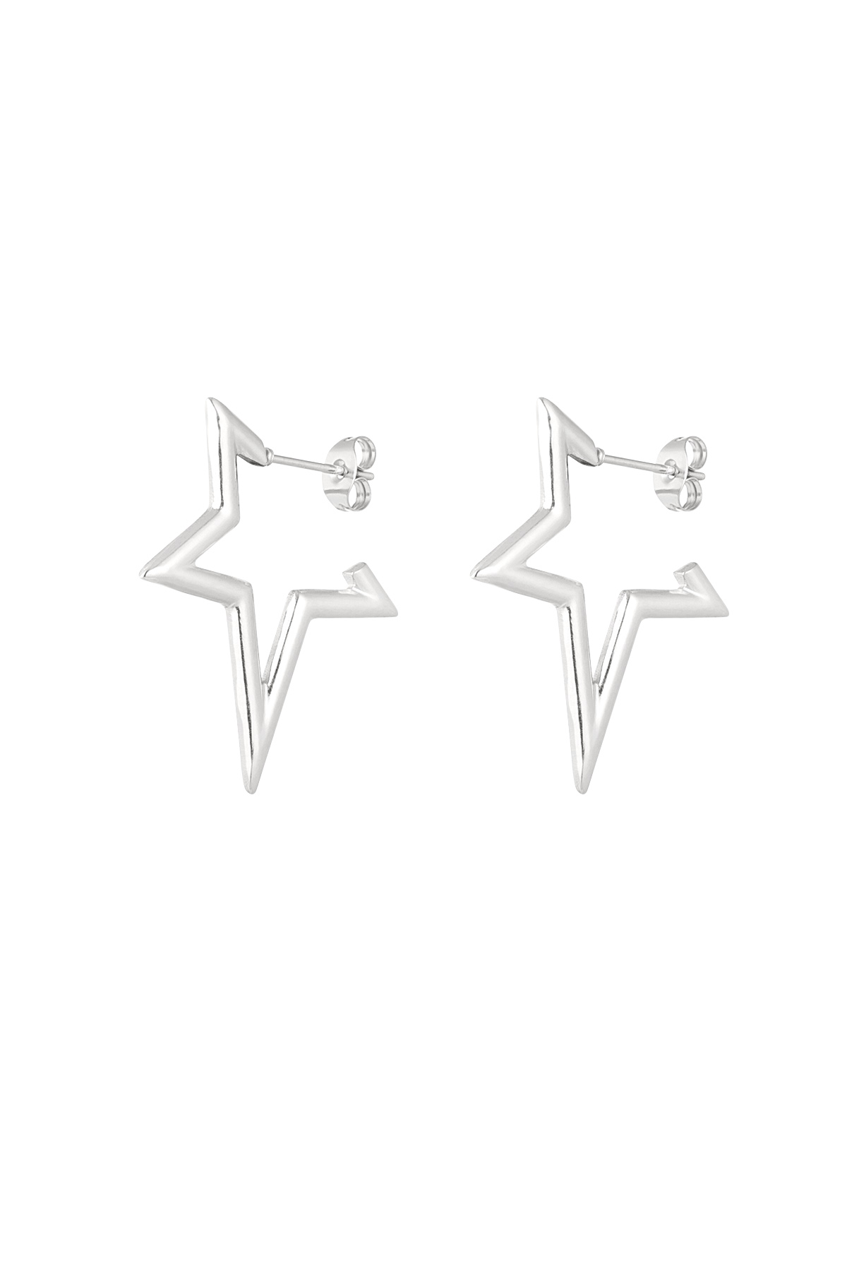 Pendientes media estrella - plata  h5 