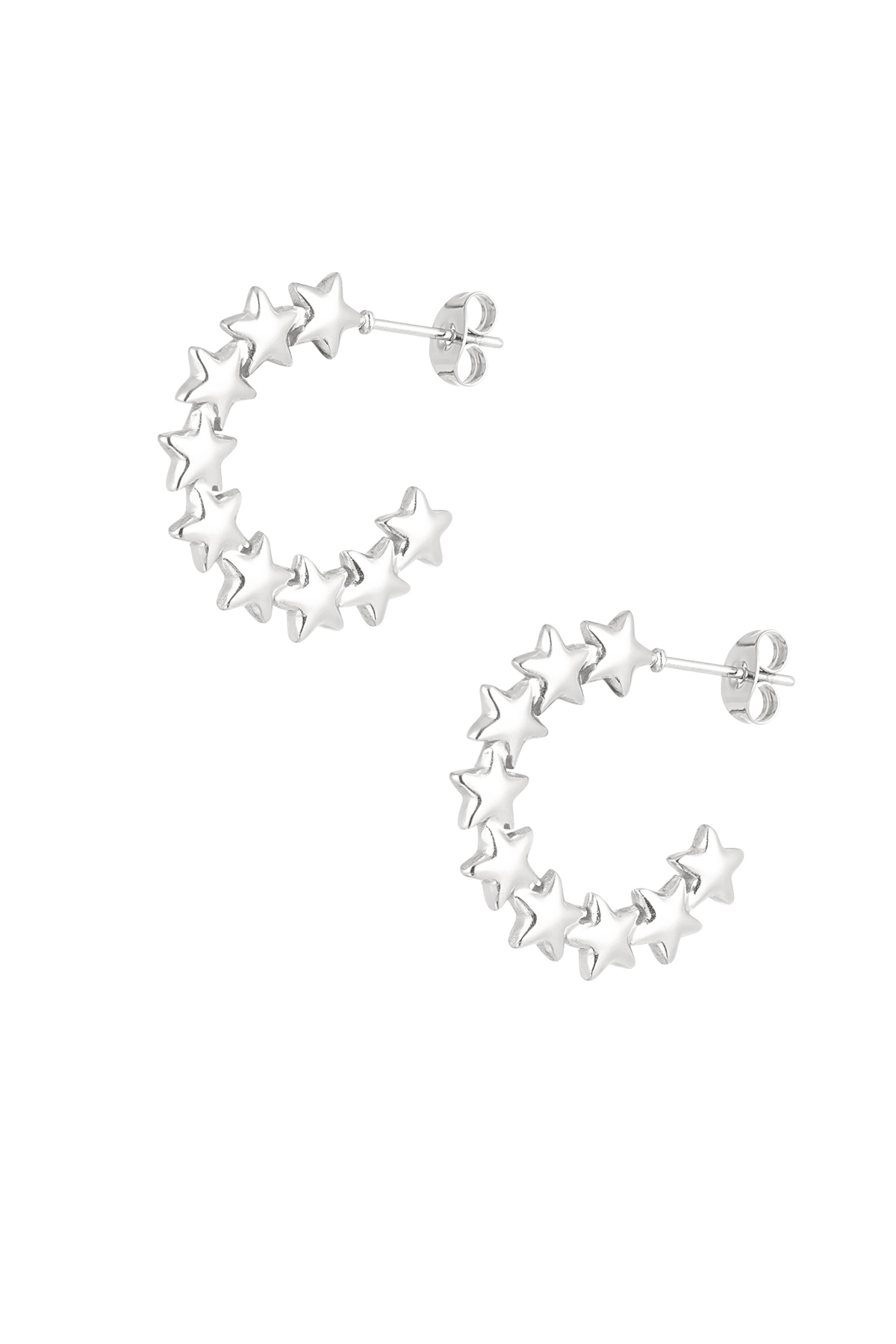 Round star earrings - silver 