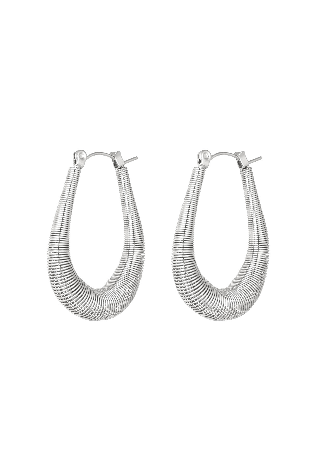 Structured hanging earrings - silver 