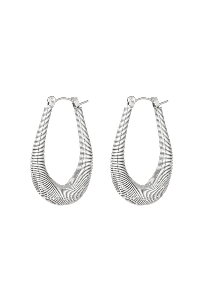 Gestructureerde hang oorbellen - zilver 