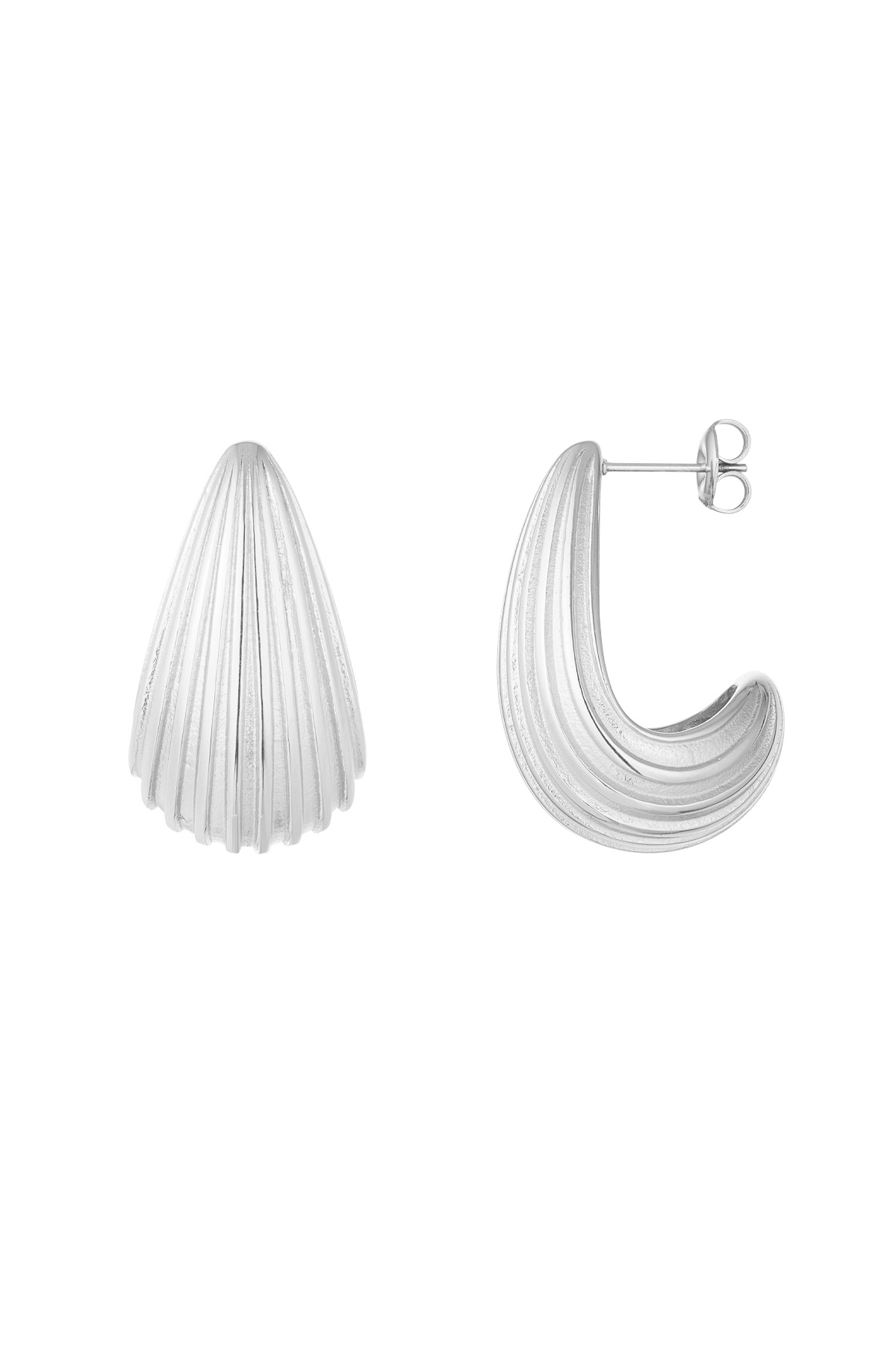 Earrings drop open structure - silver