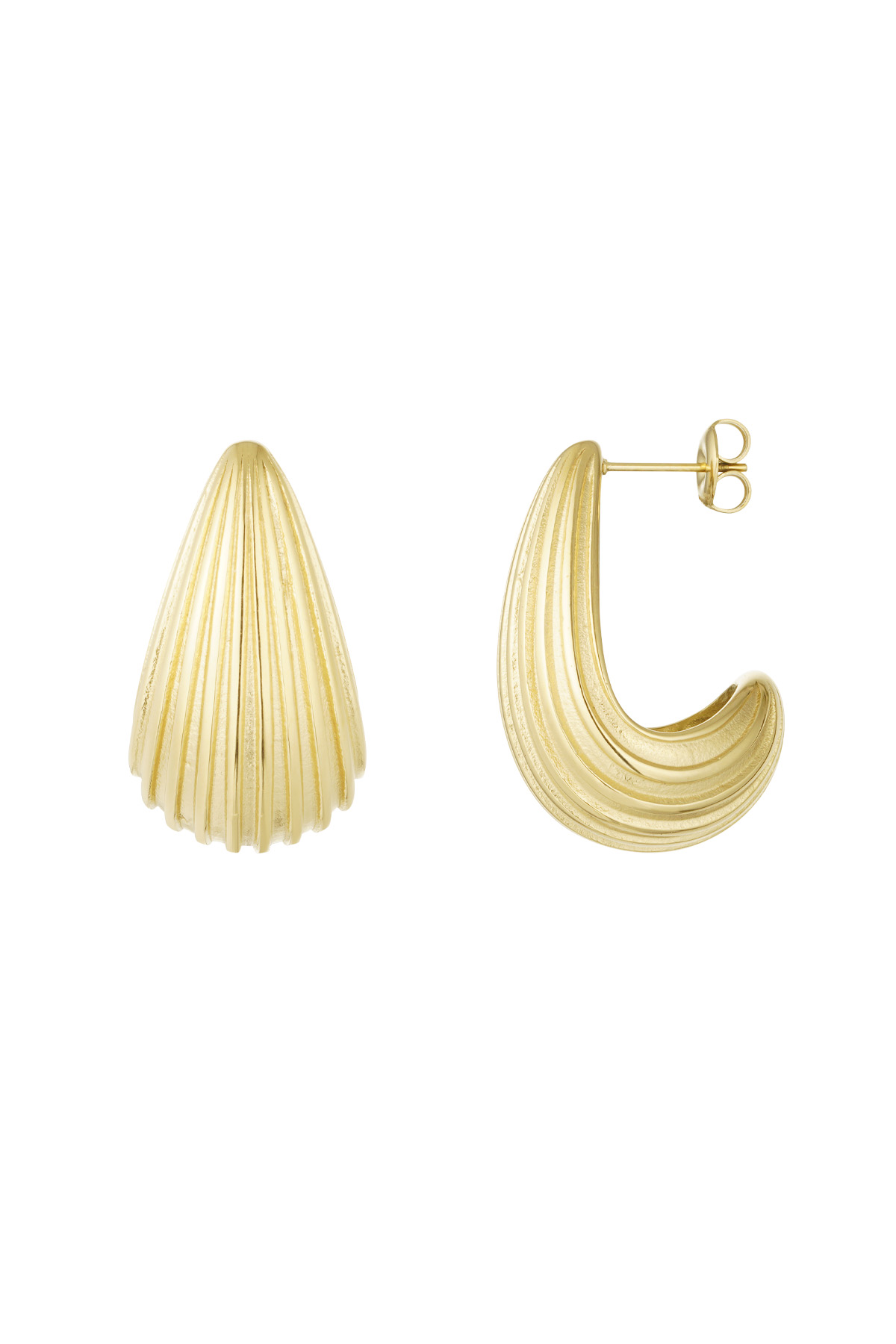 Earrings drop open structure - gold