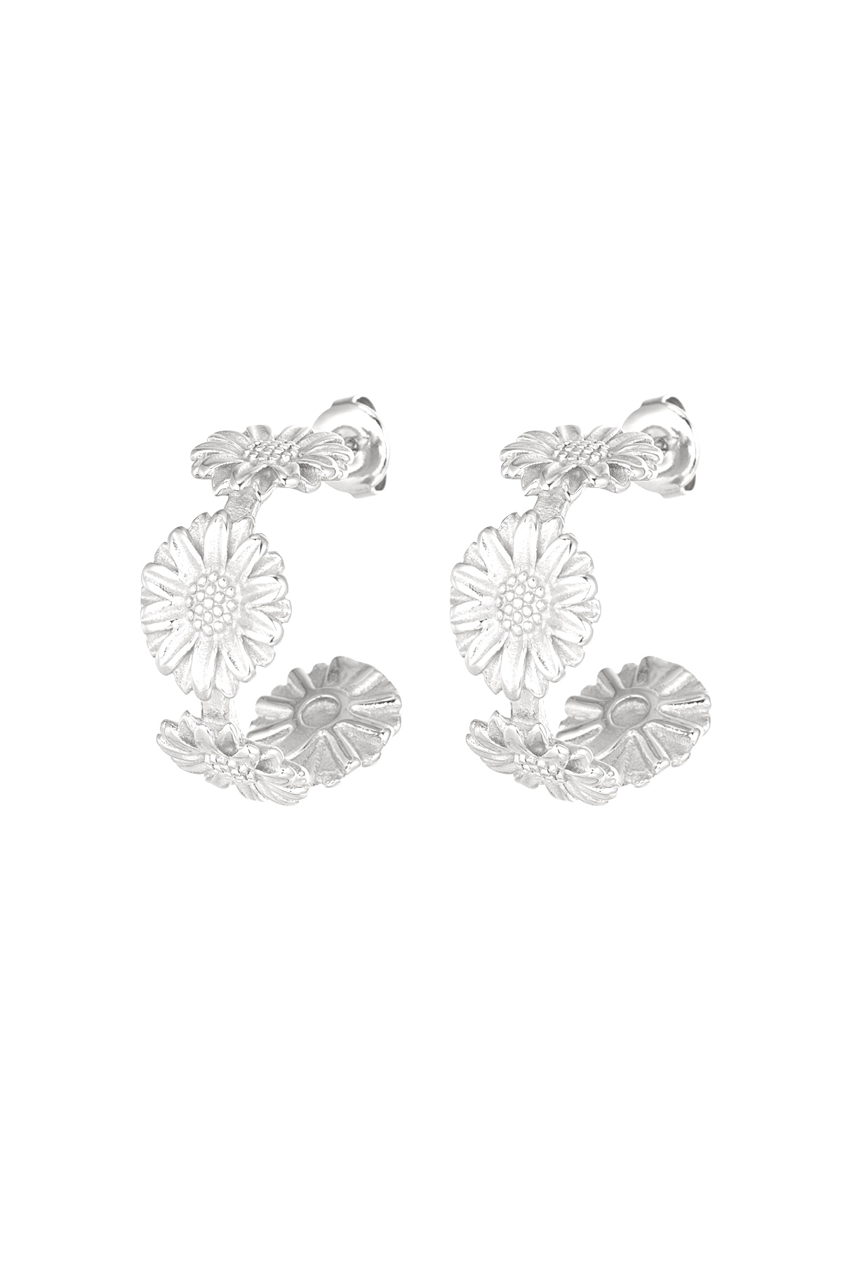 Flower party earrings - silver