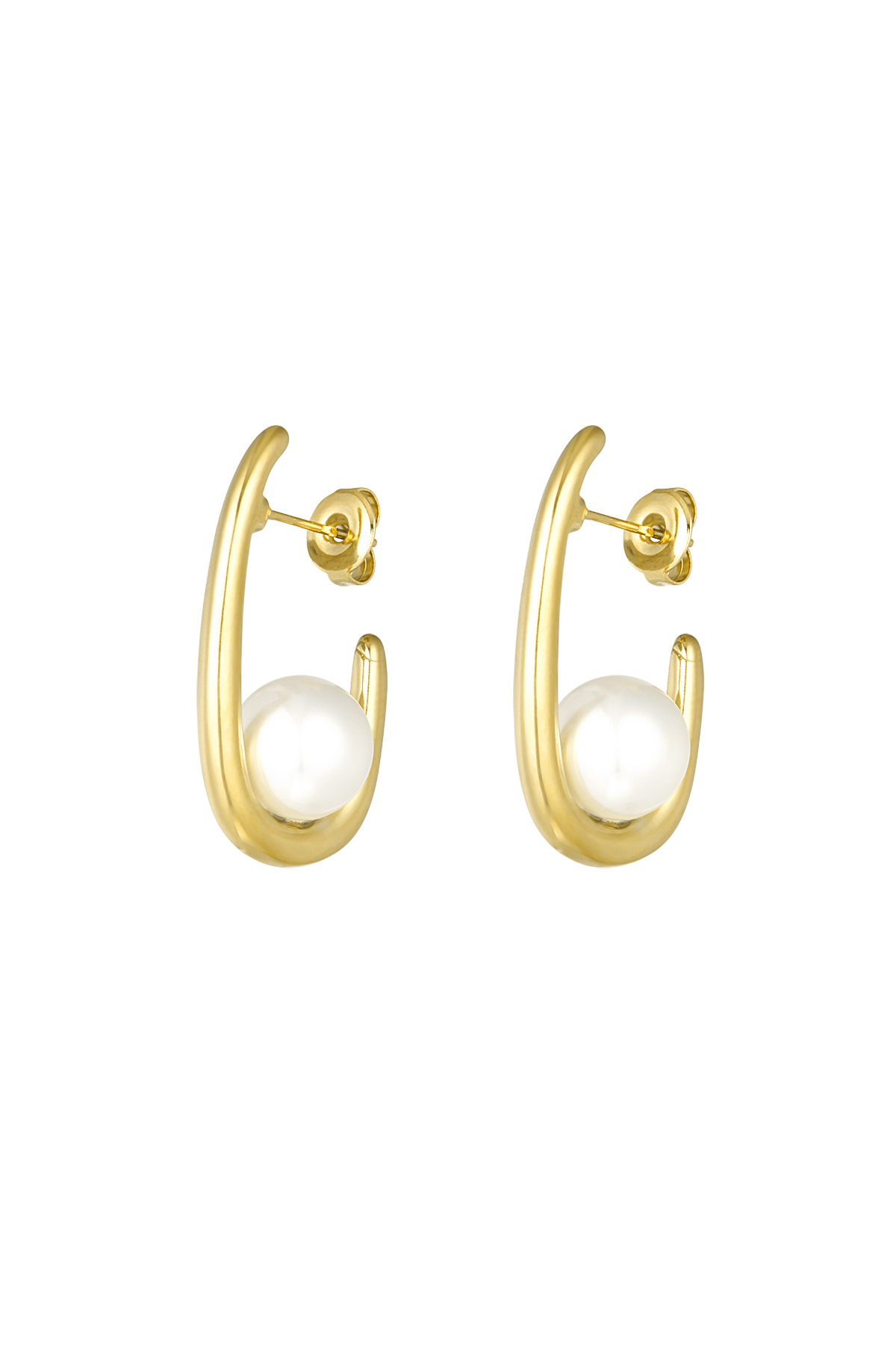 Earrings half moon pearl - gold h5 