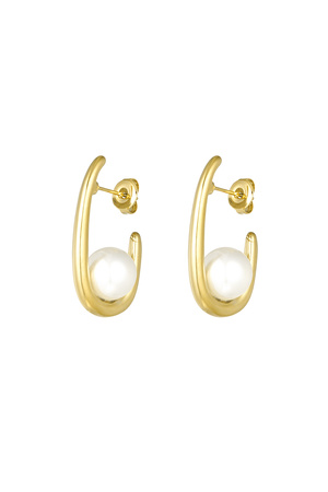 Boucles d'oreilles demi-lune perle dorée h5 