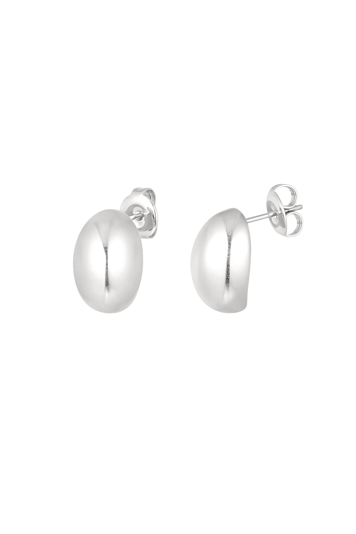 Silver button earring - silver