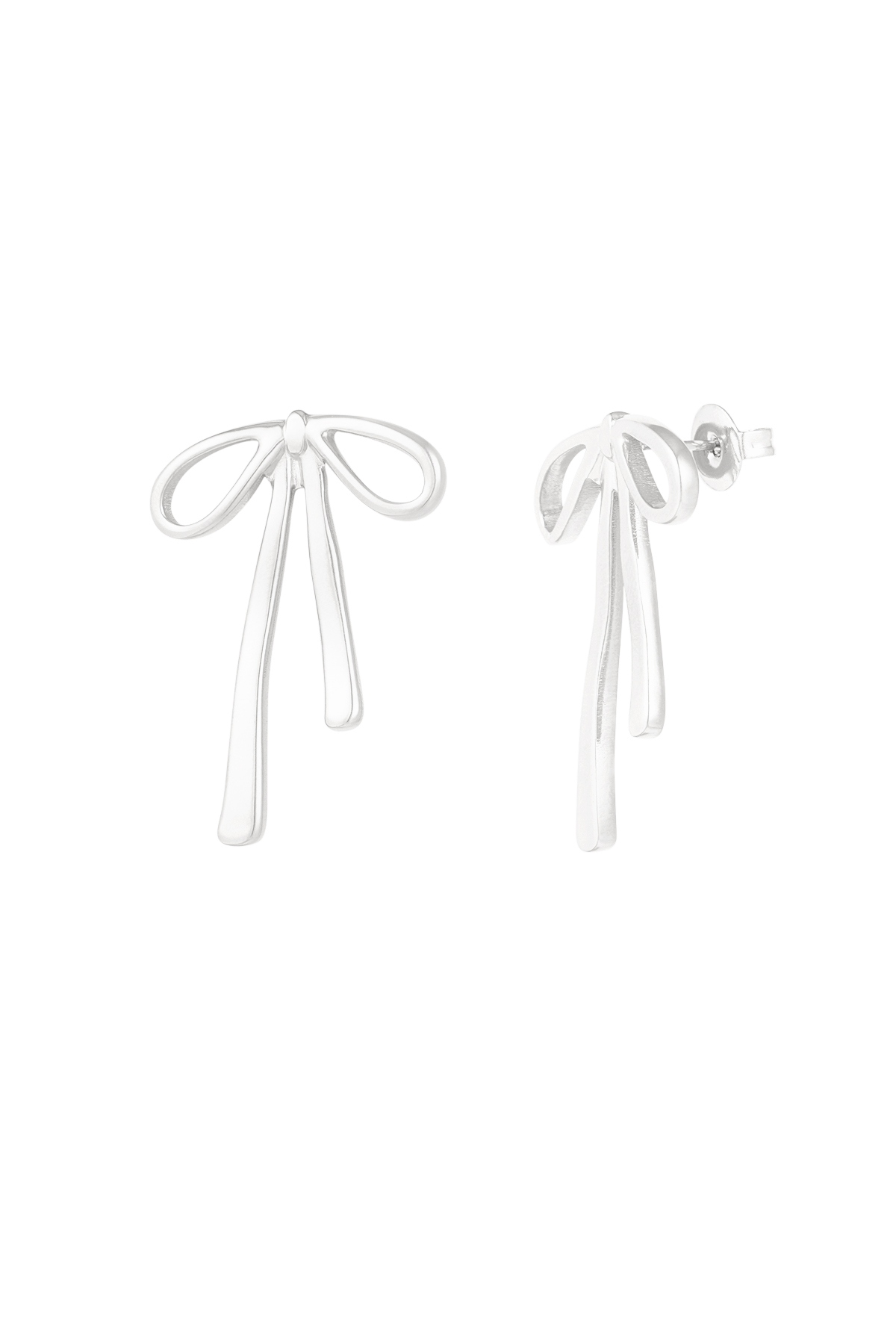 Ear studs hanging bow - silver