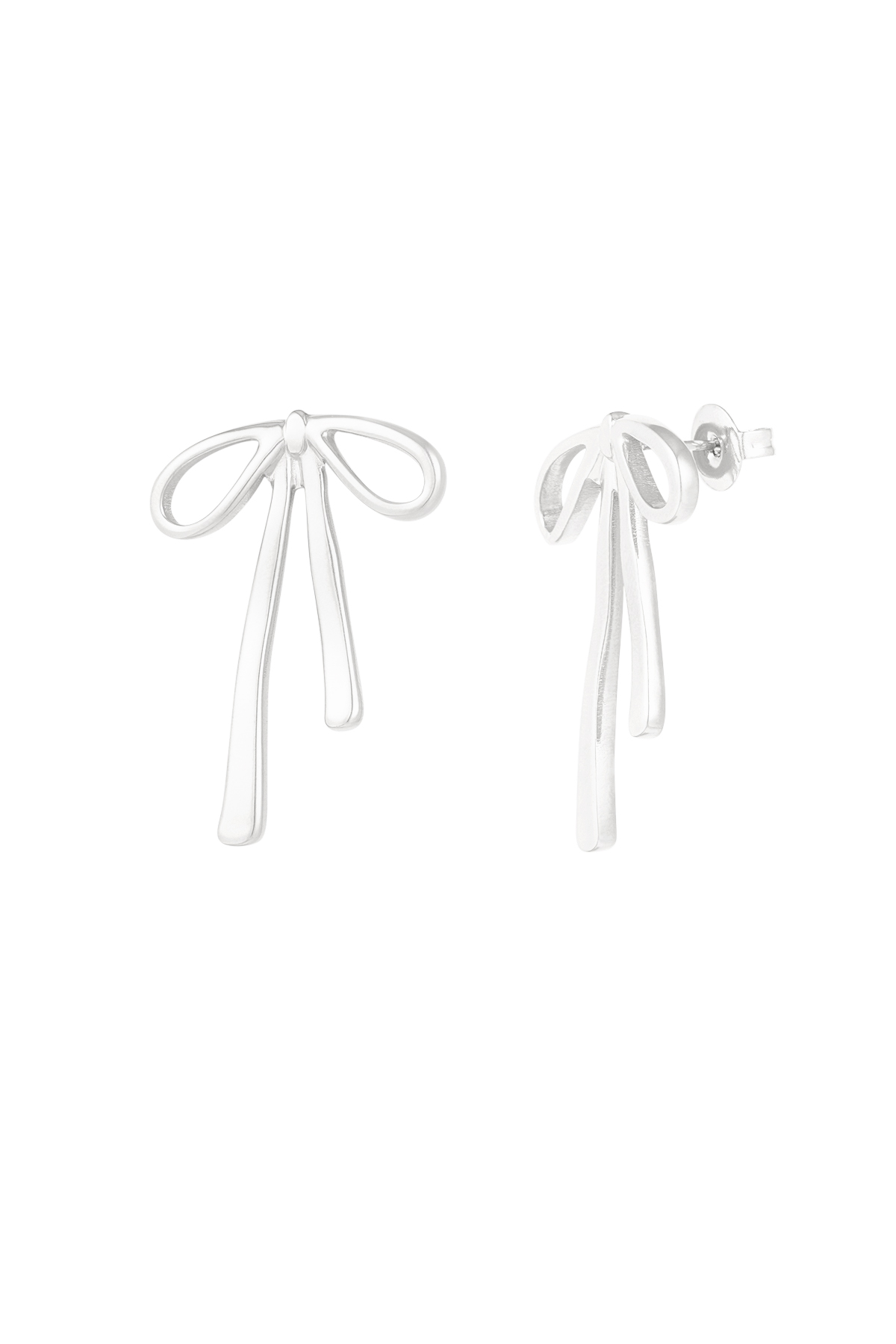 Ear studs hanging bow - silver 