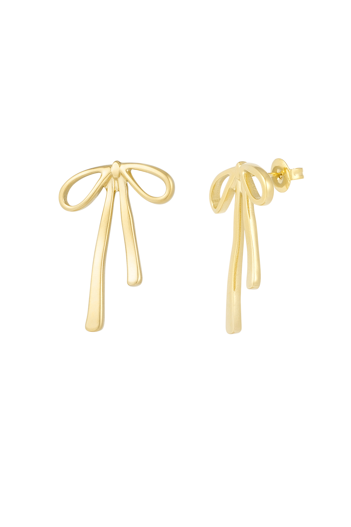 Ear studs hanging bow - gold