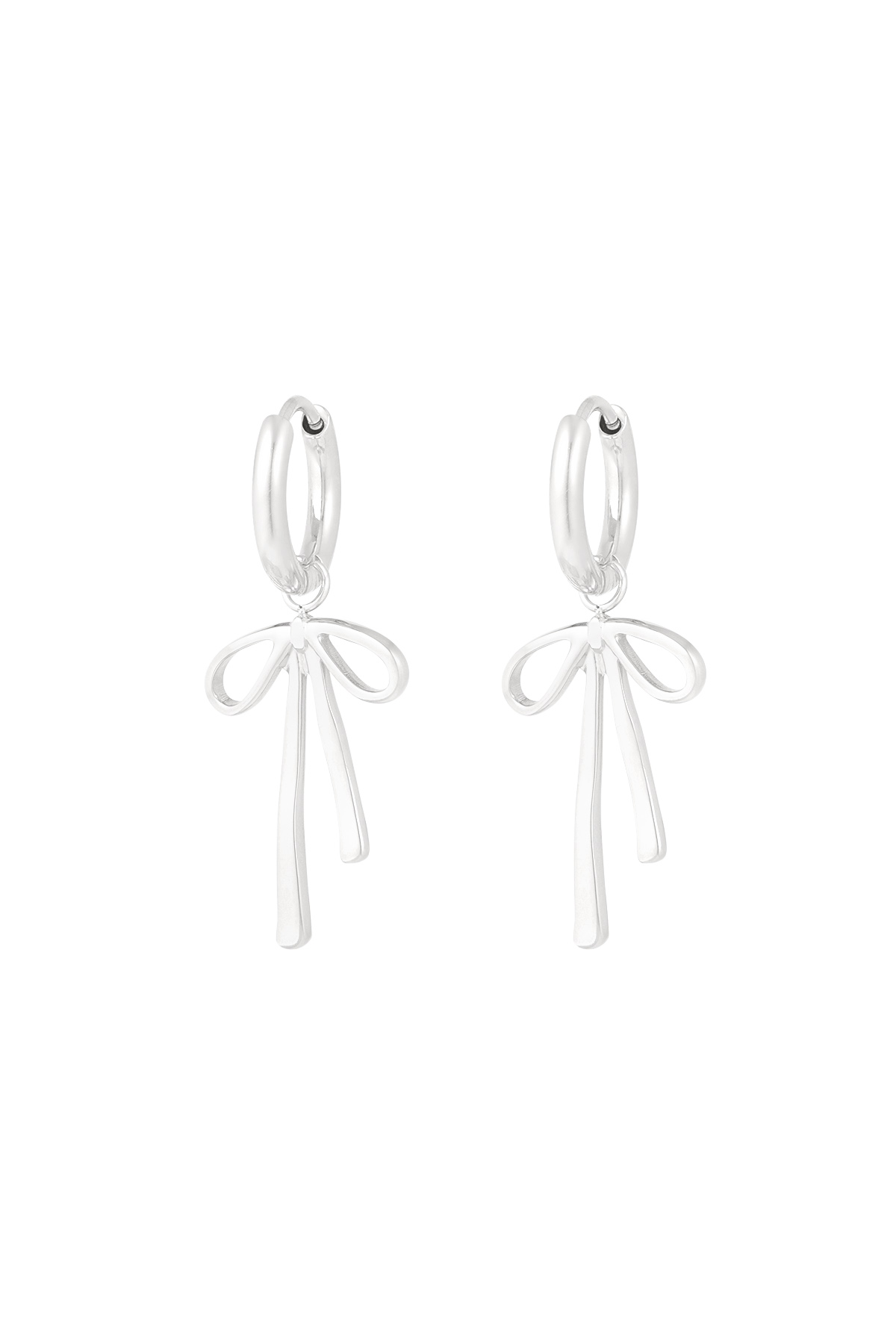 Hanging bow earrings - silver