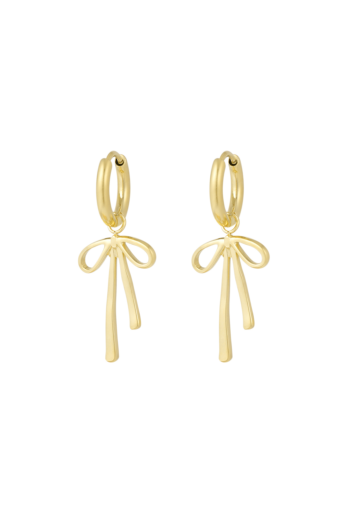 Hanging bow earrings - gold