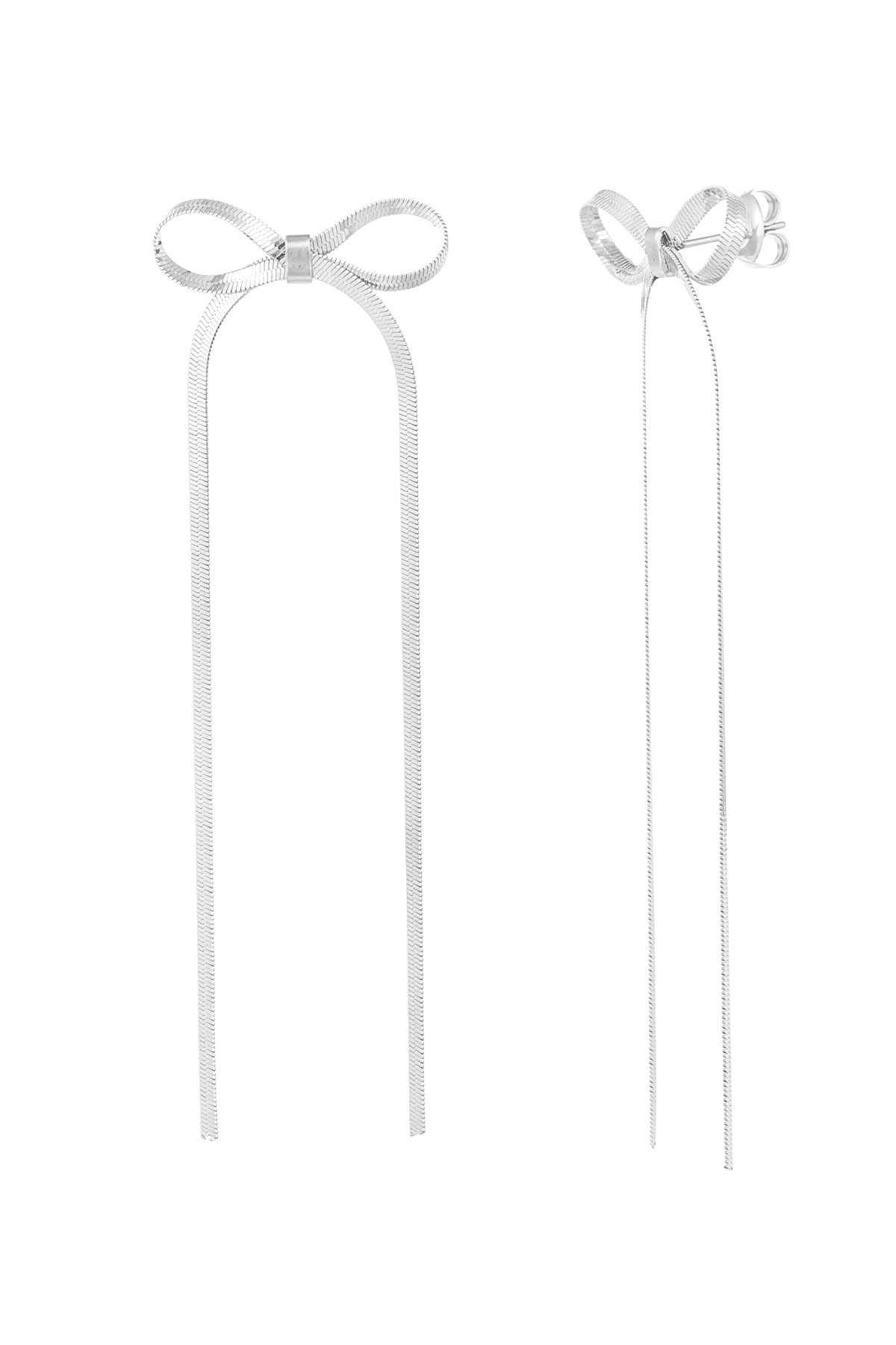 Earrings with long bow - silver