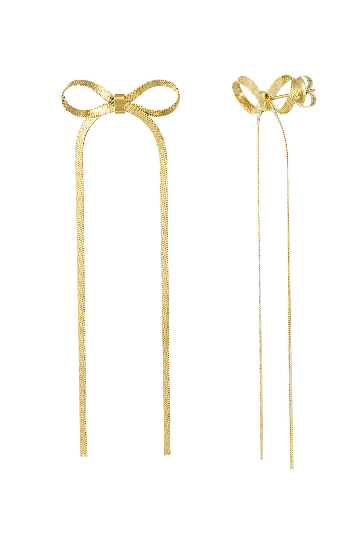 Earrings with long bow - gold