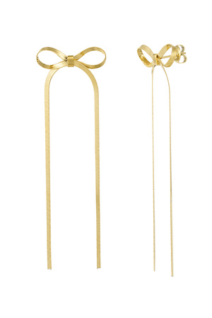 Earrings with long bow - gold h5 