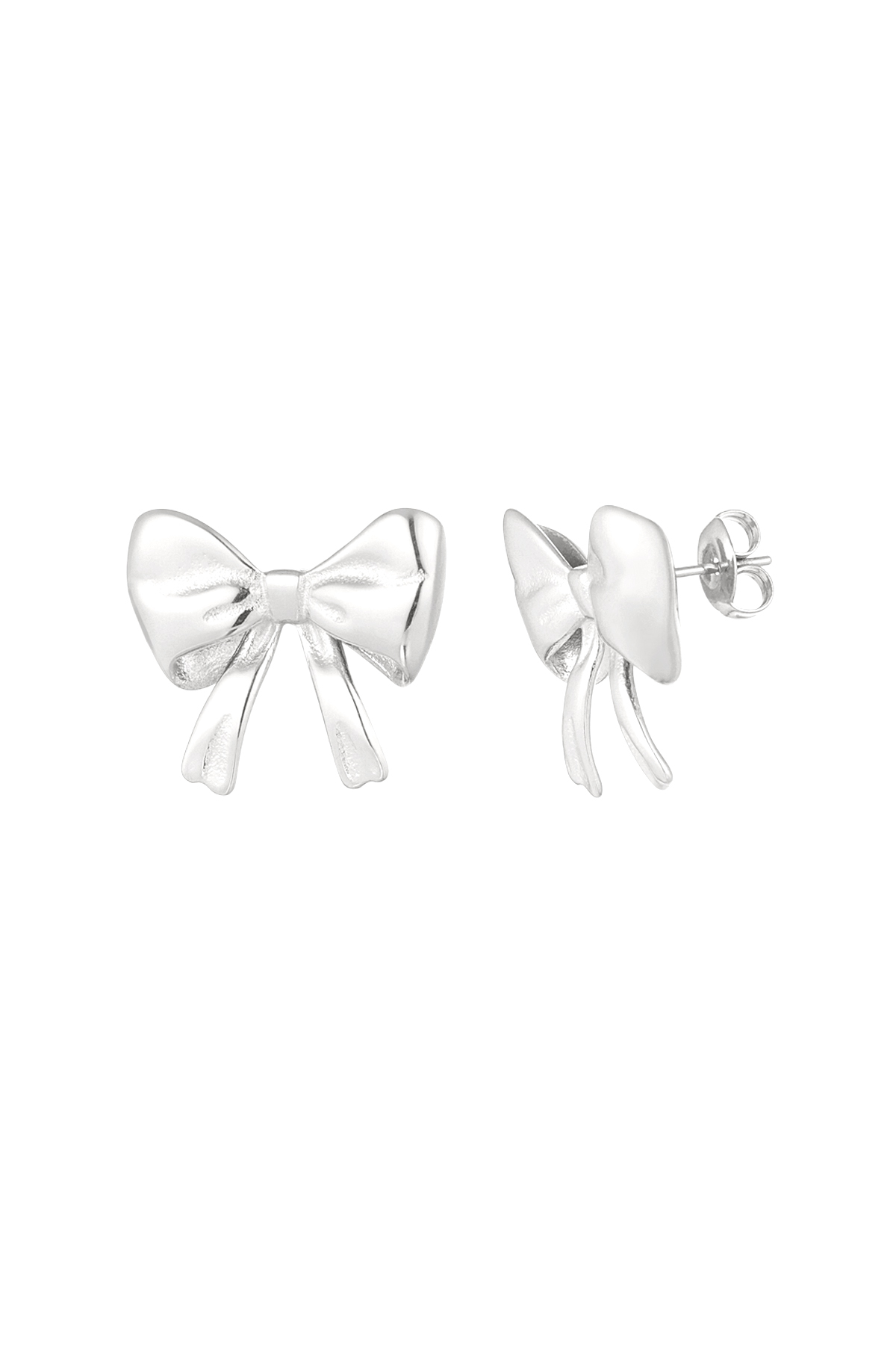 Cute bow earrings - silver h5 