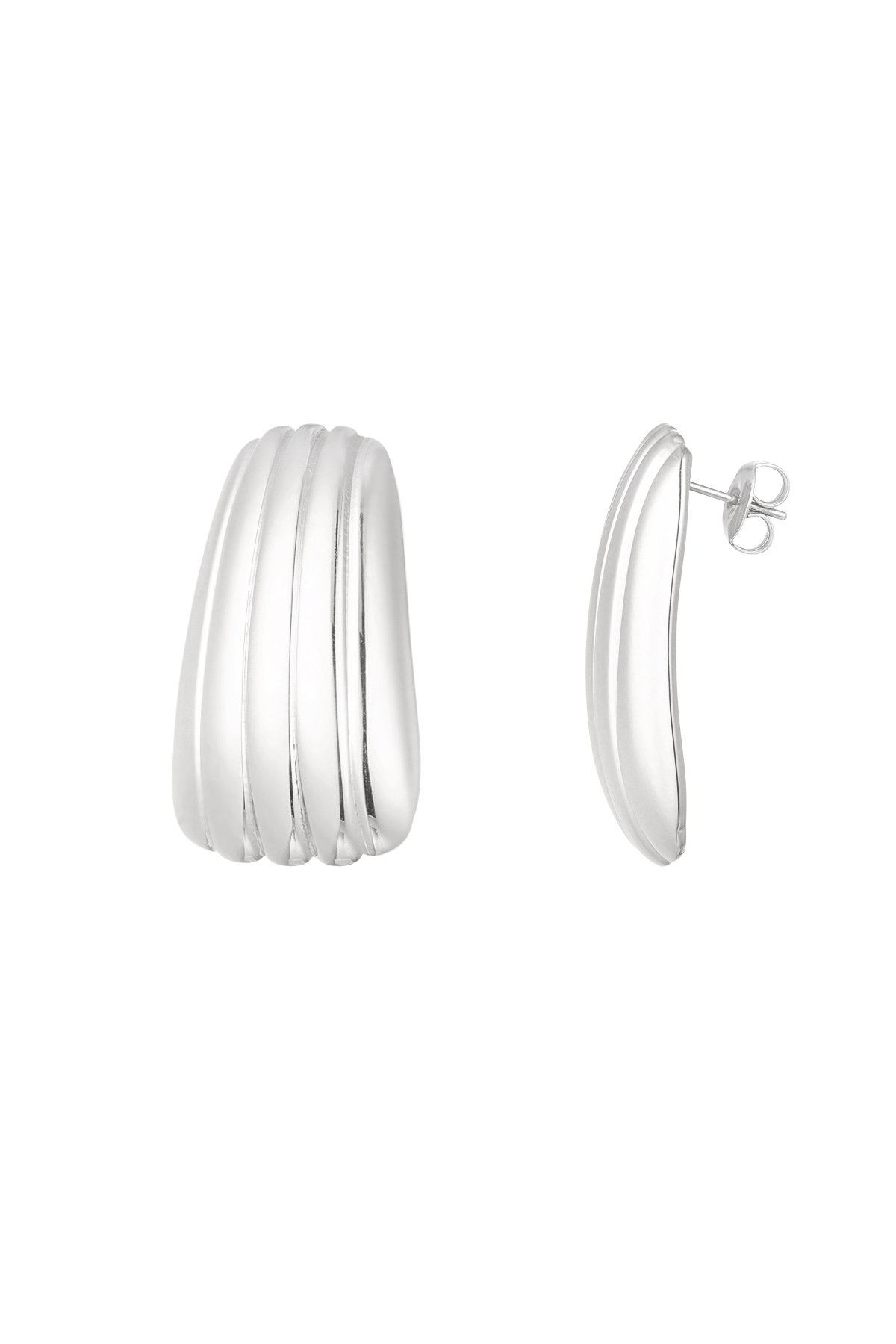 Simple stripe earrings - Silver Color color