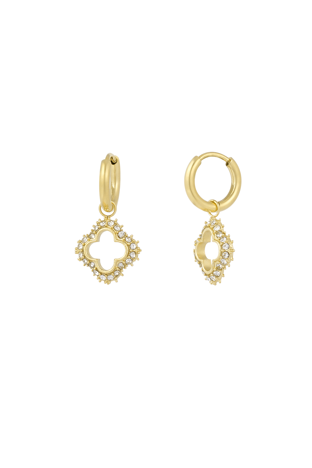Lucky diamond charm earrings - gold 