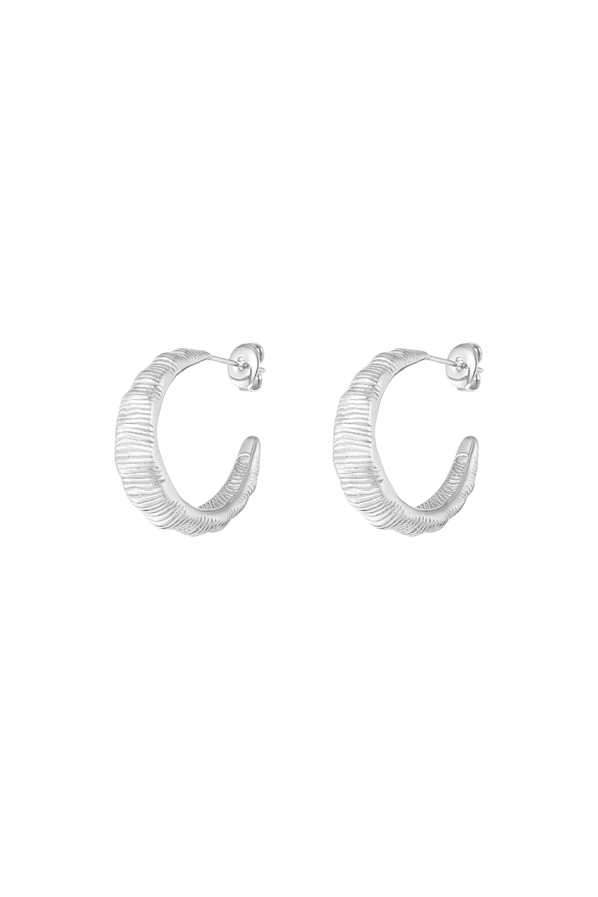 Boucles d'oreilles créoles texturées - argent h5 