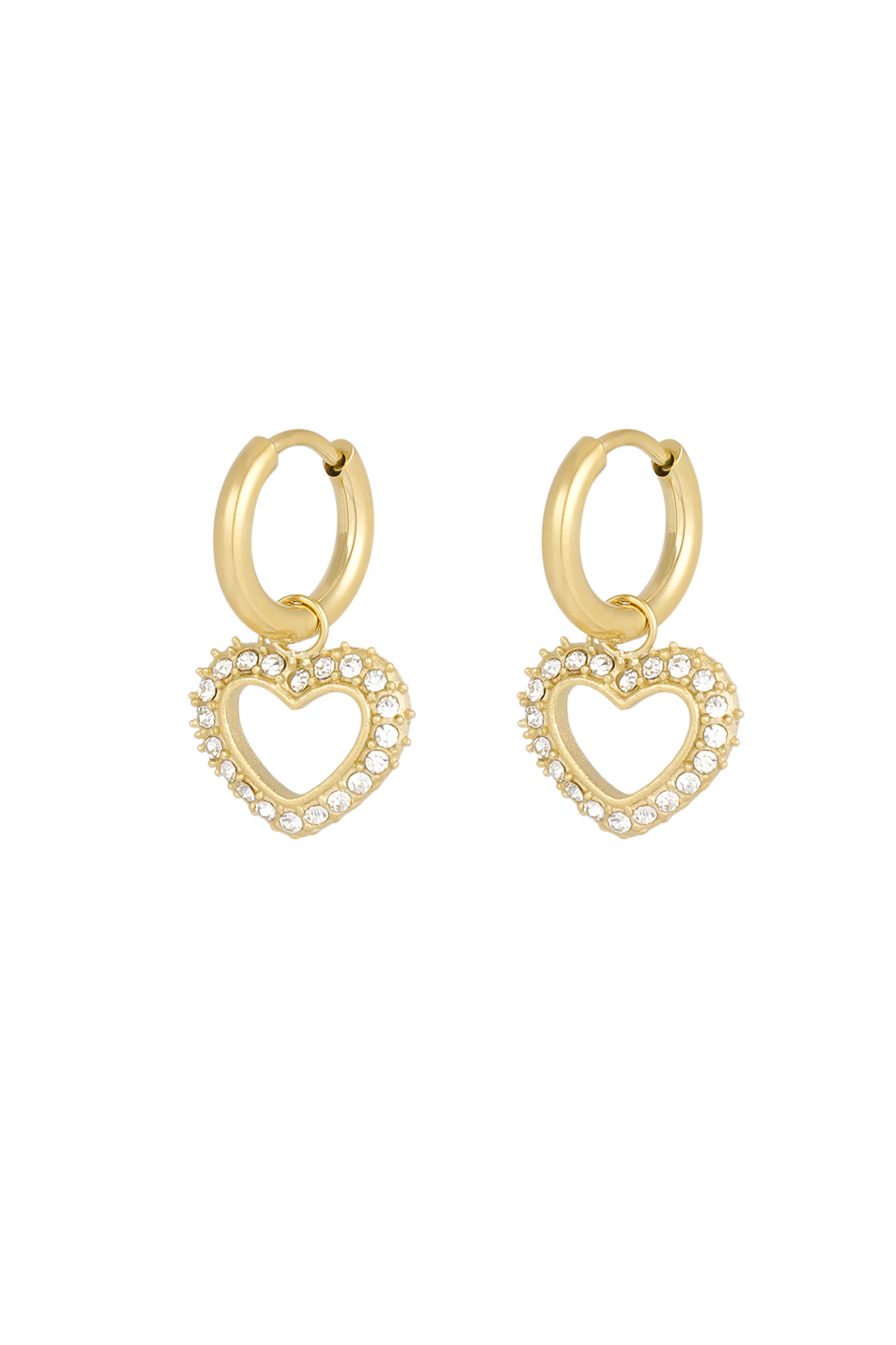 Diamond heart earrings - gold  