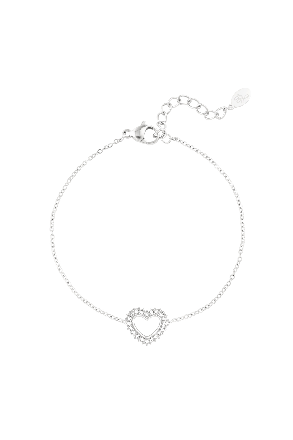 Bracelet coeur diamant - argent 