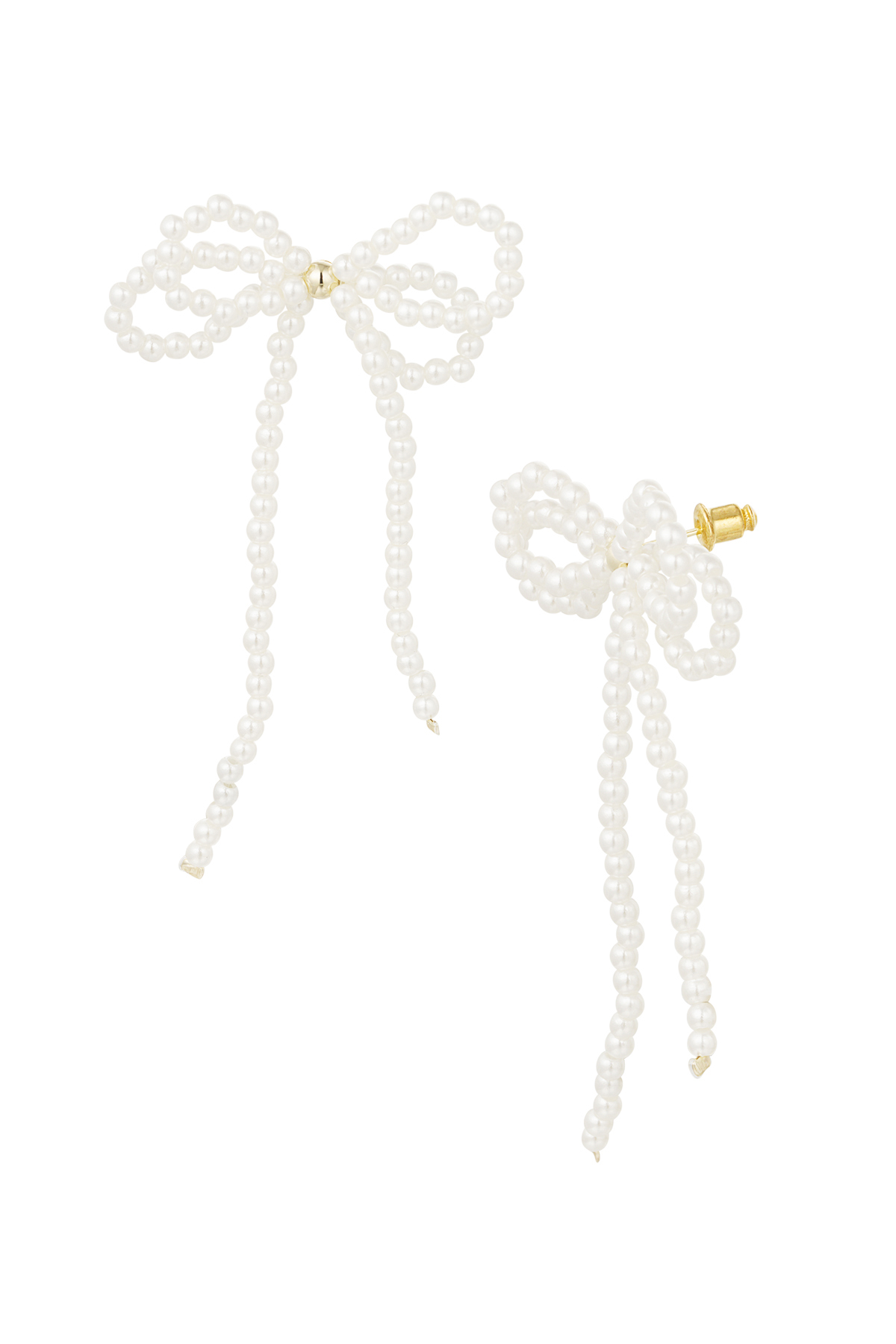 Pearl with double bow earrings  h5 