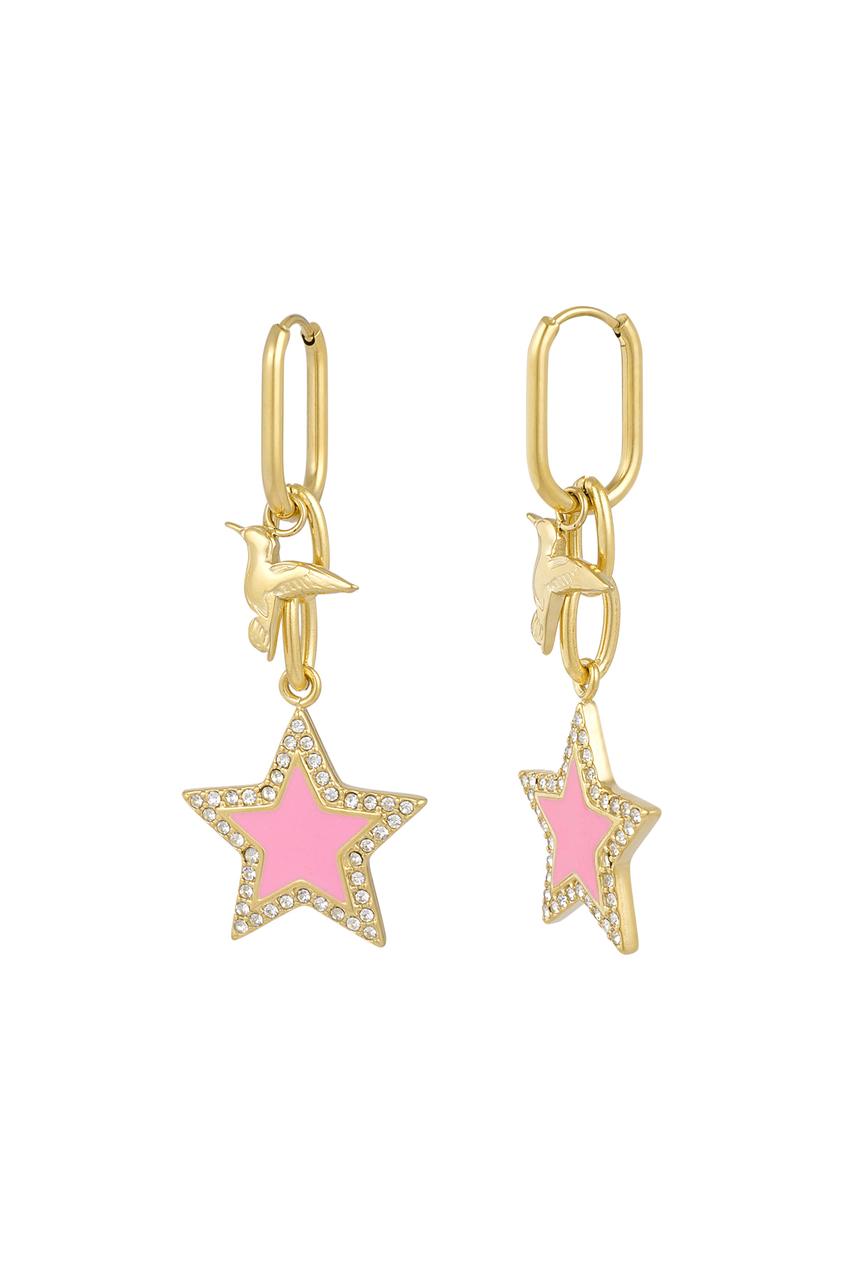 Earrings you're a star - gold pink