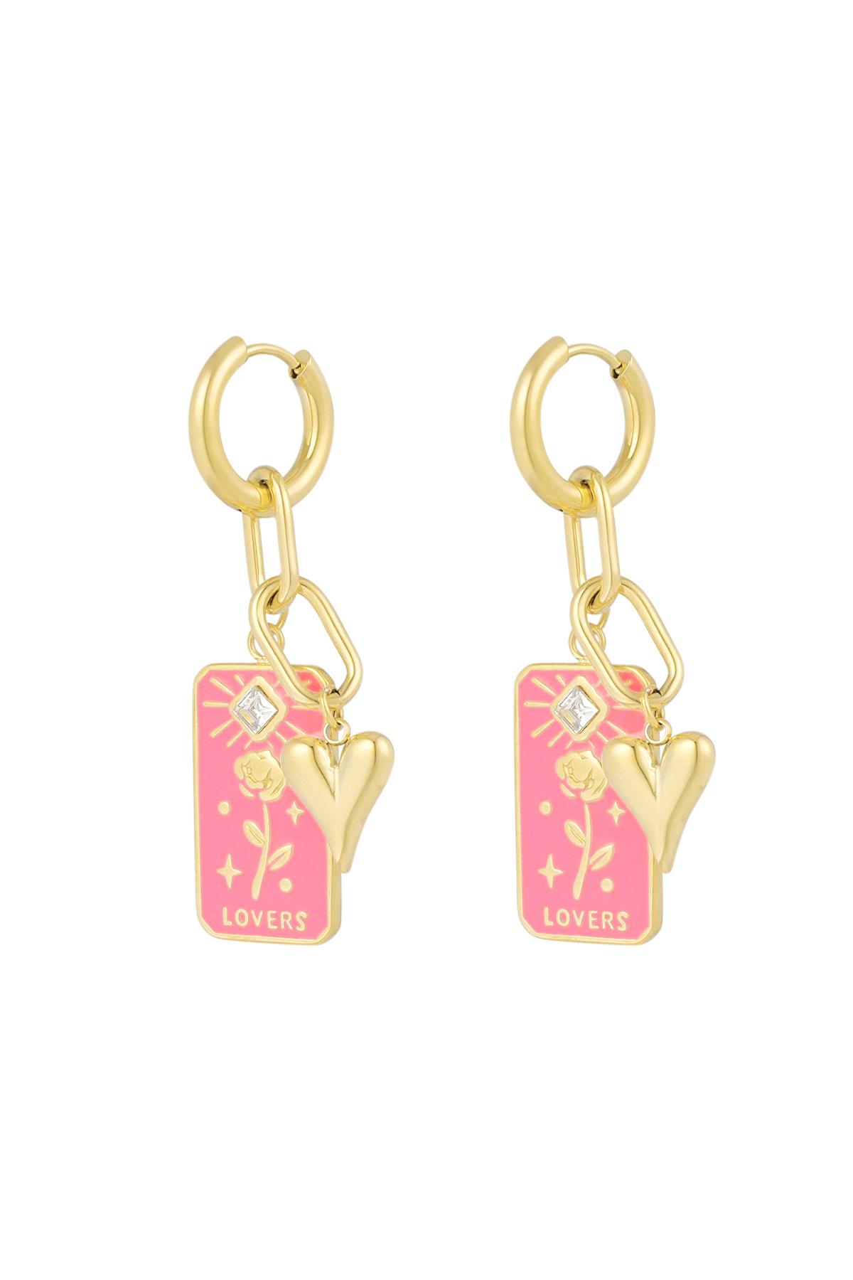 Rose lovers earrings - pink gold