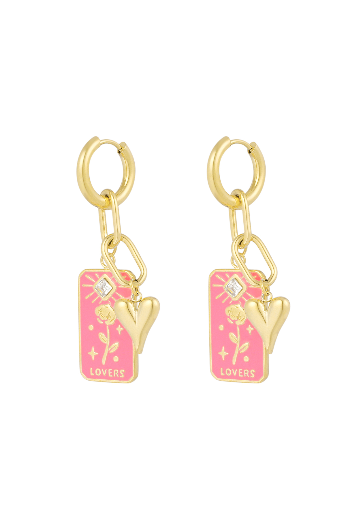 Rose lovers earrings - pink Gold color