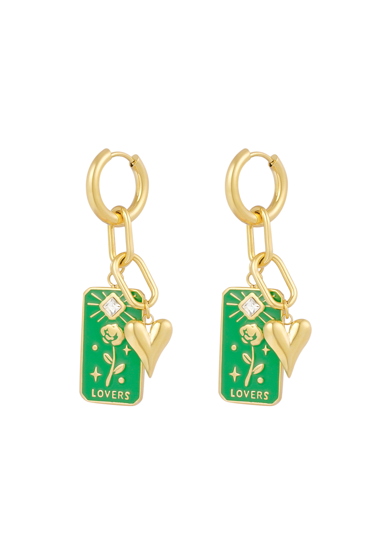 Earrings rose lovers - green gold h5 
