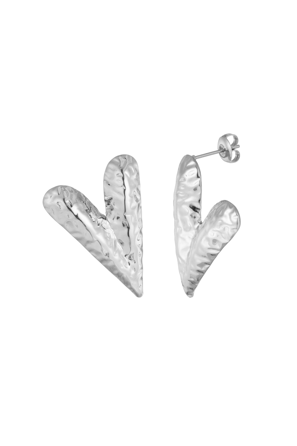 Structured love oorbellen - zilver  