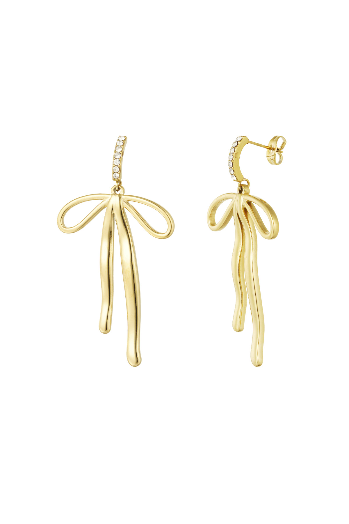 Diamond bow earrings - Gold color