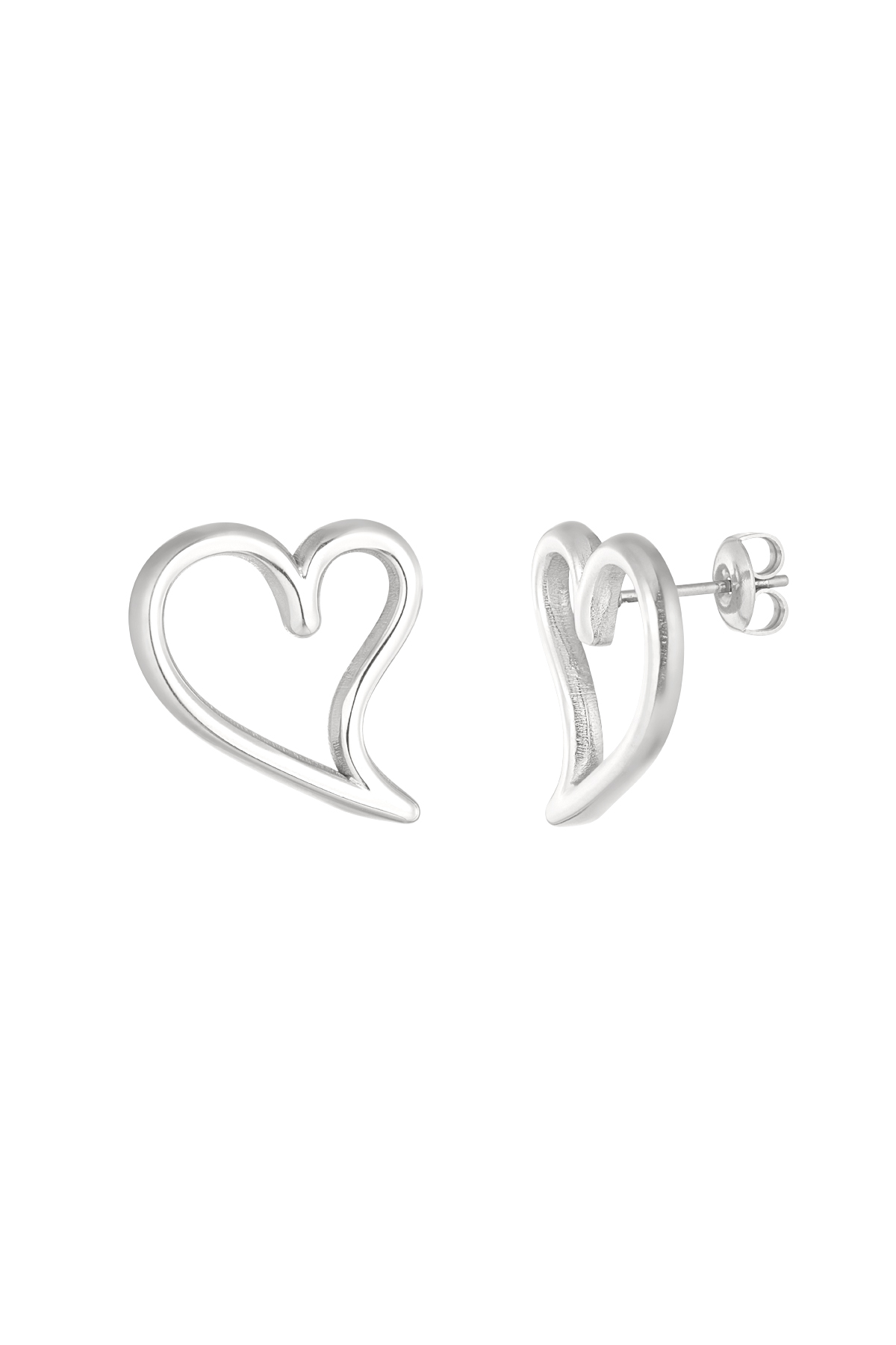 Shaped heart earrings - silver 