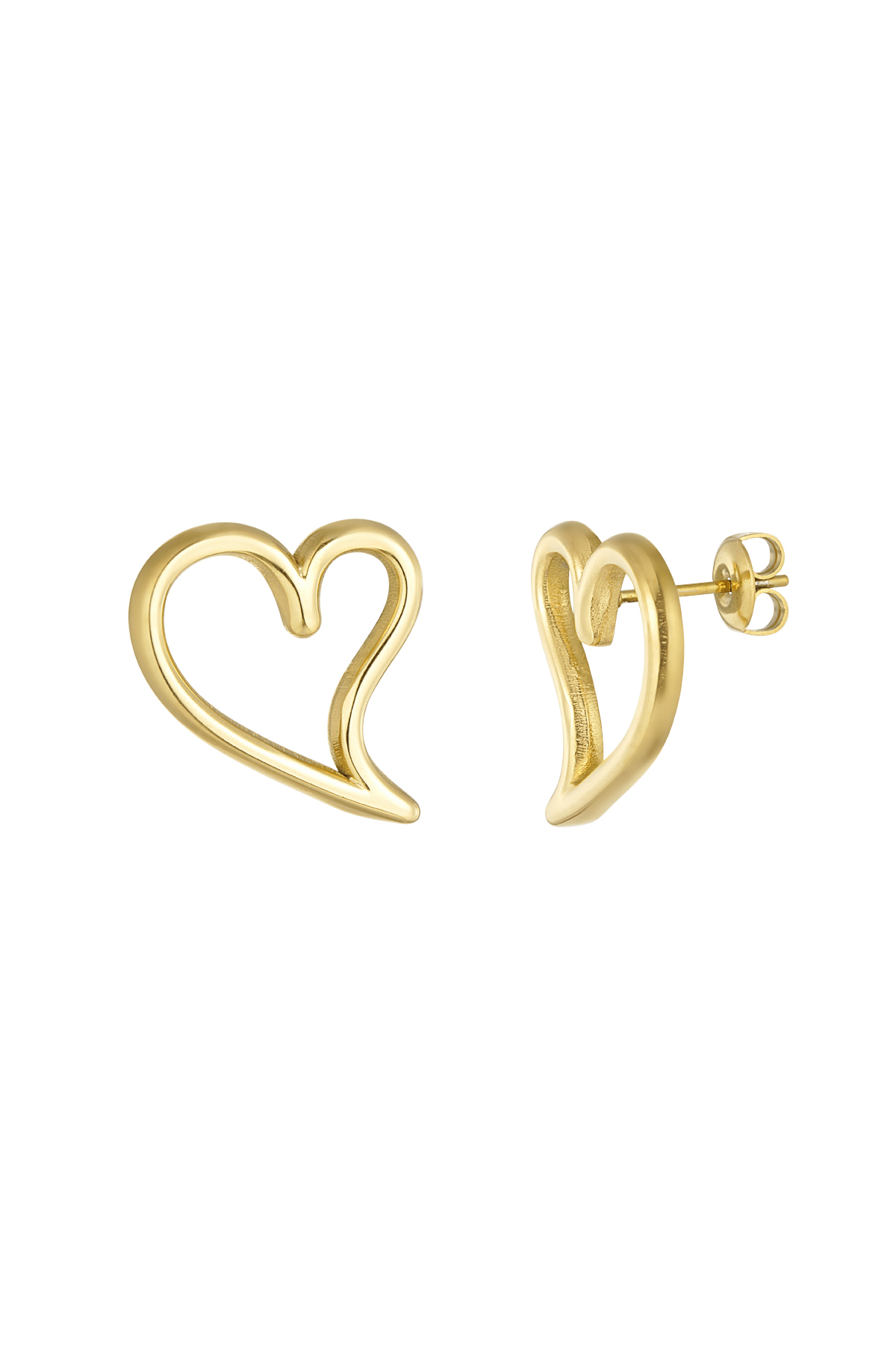 Shaped heart earrings - gold 