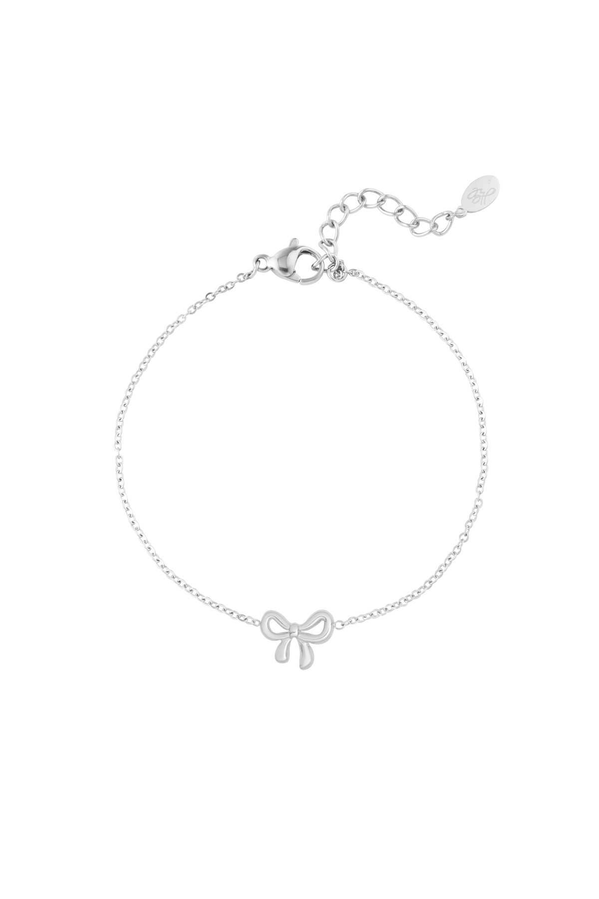 Simple bracelet with bow charm - silver 