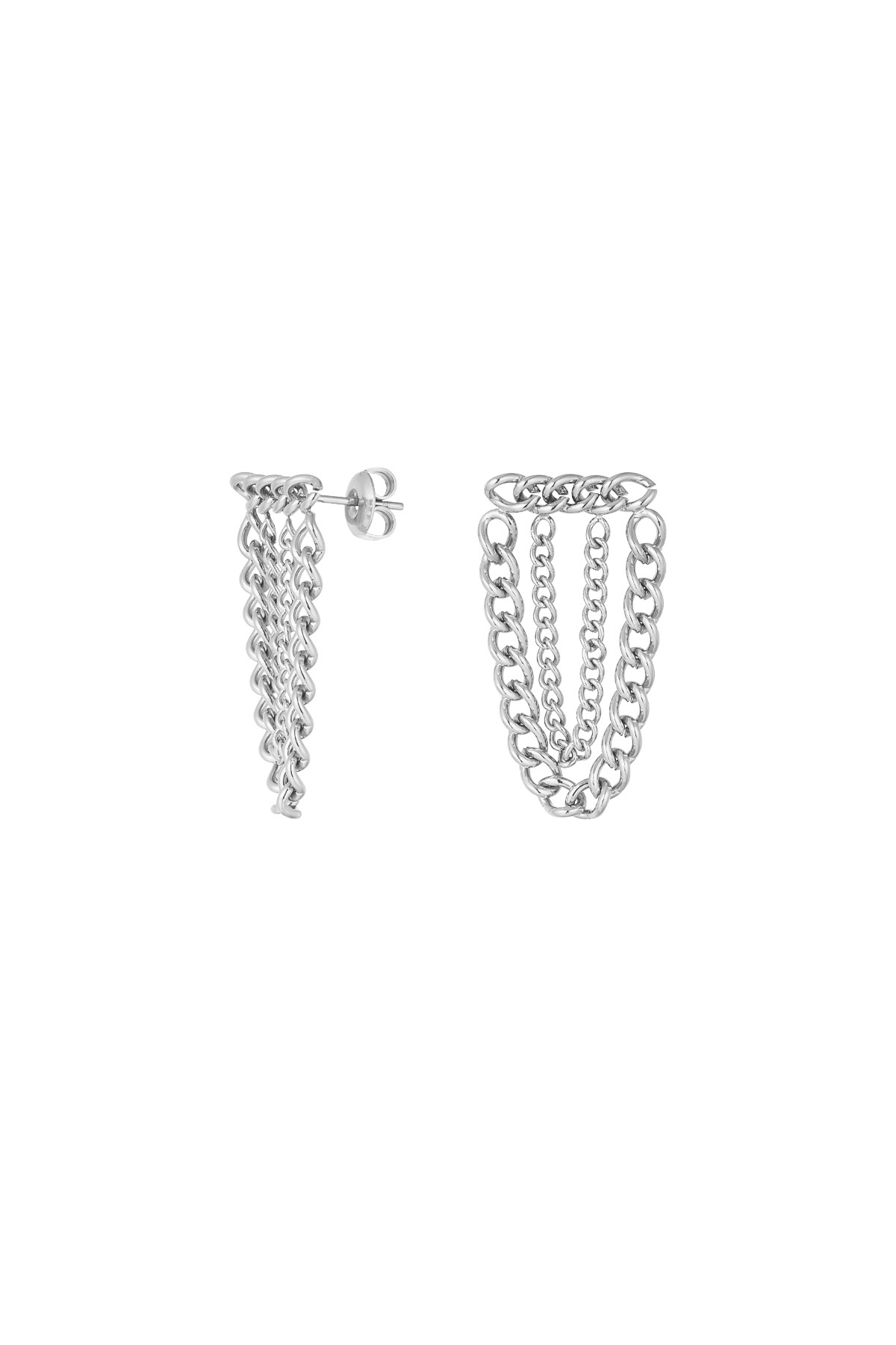 Earrings chain all the way - silver 