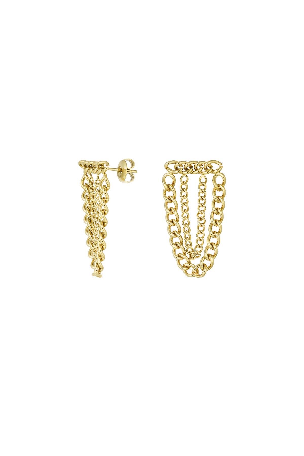 Earrings chain all the way - gold h5 