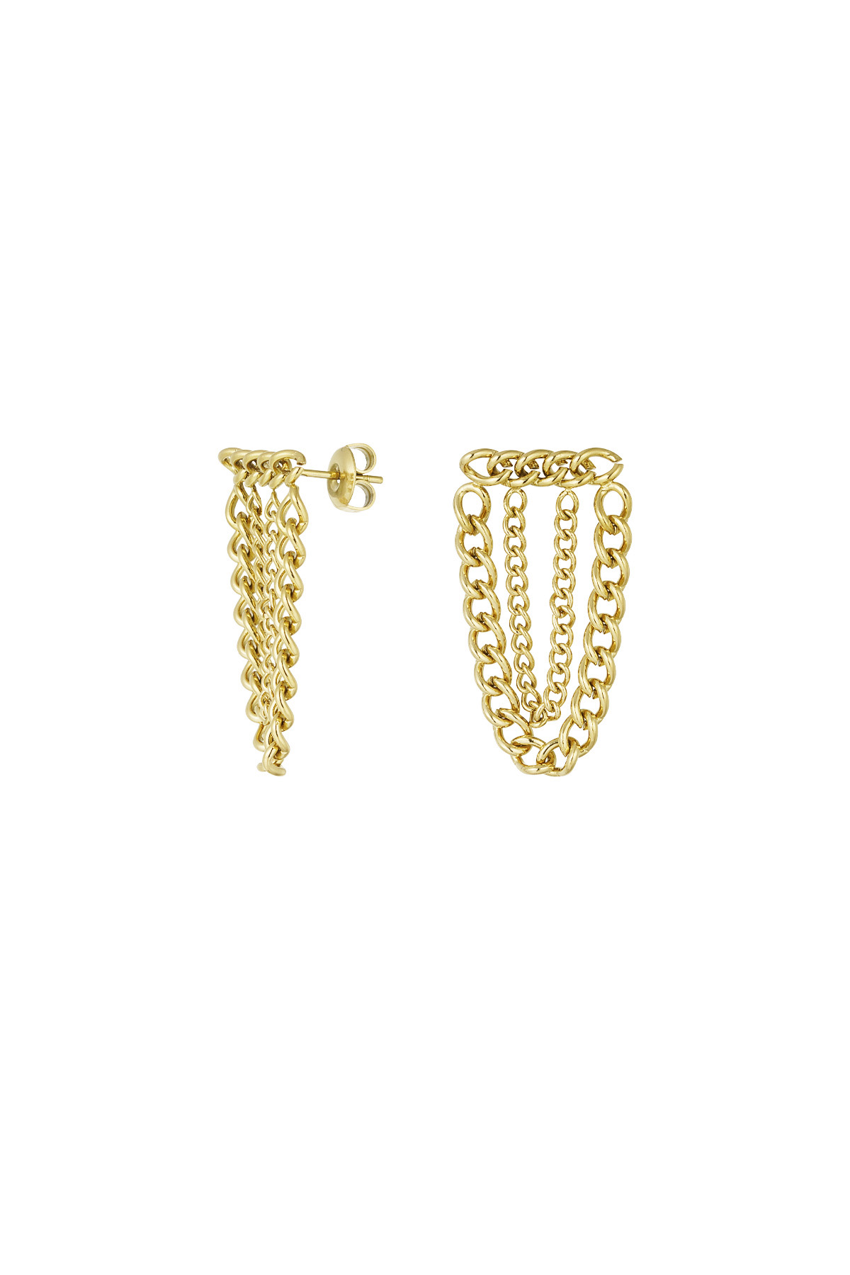 Earrings chain all the way - Gold color 2