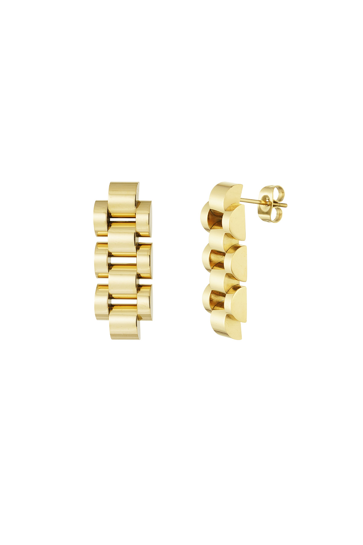 Long link earrings - gold  h5 