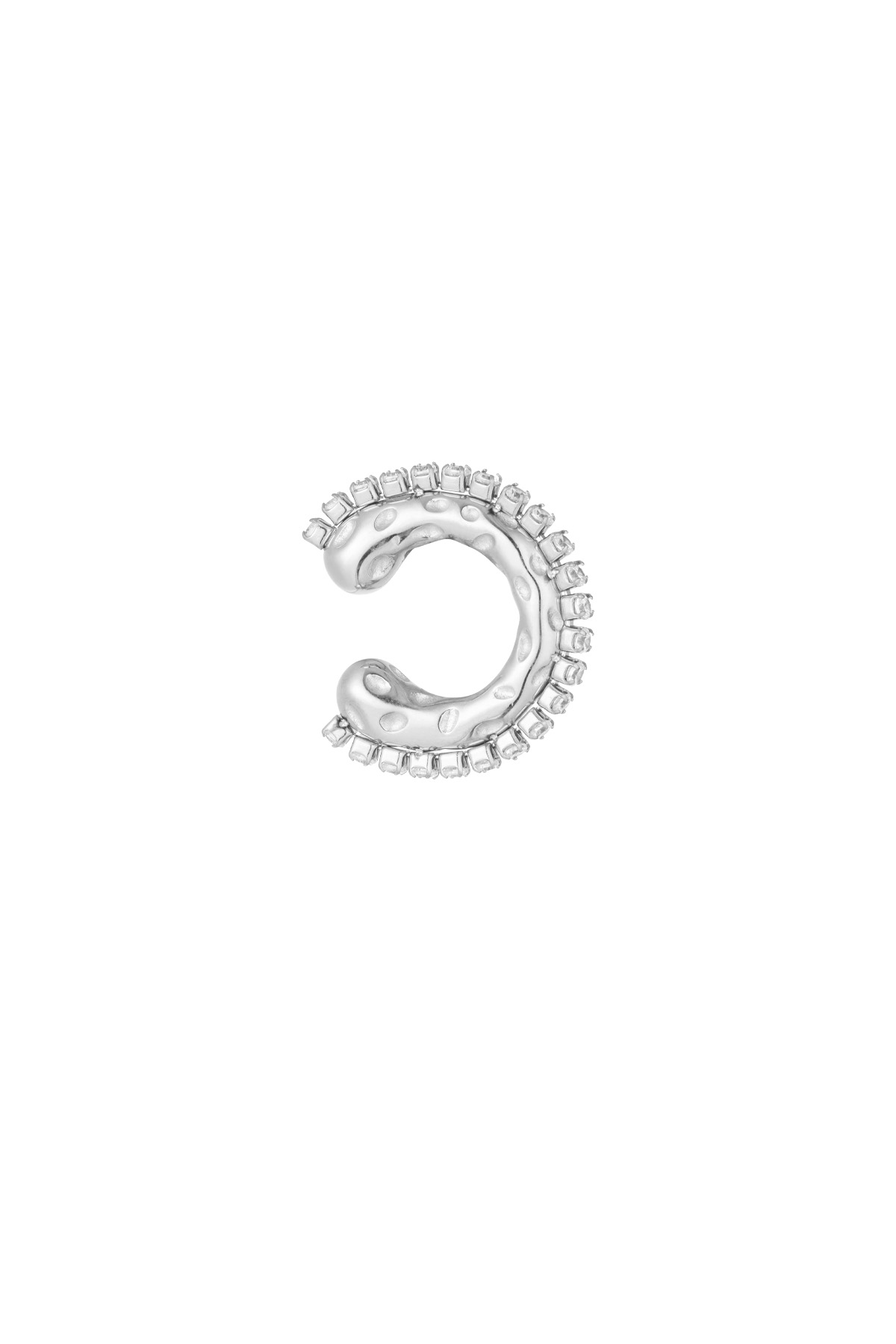 Ear cuff with rhinestones - silver h5 