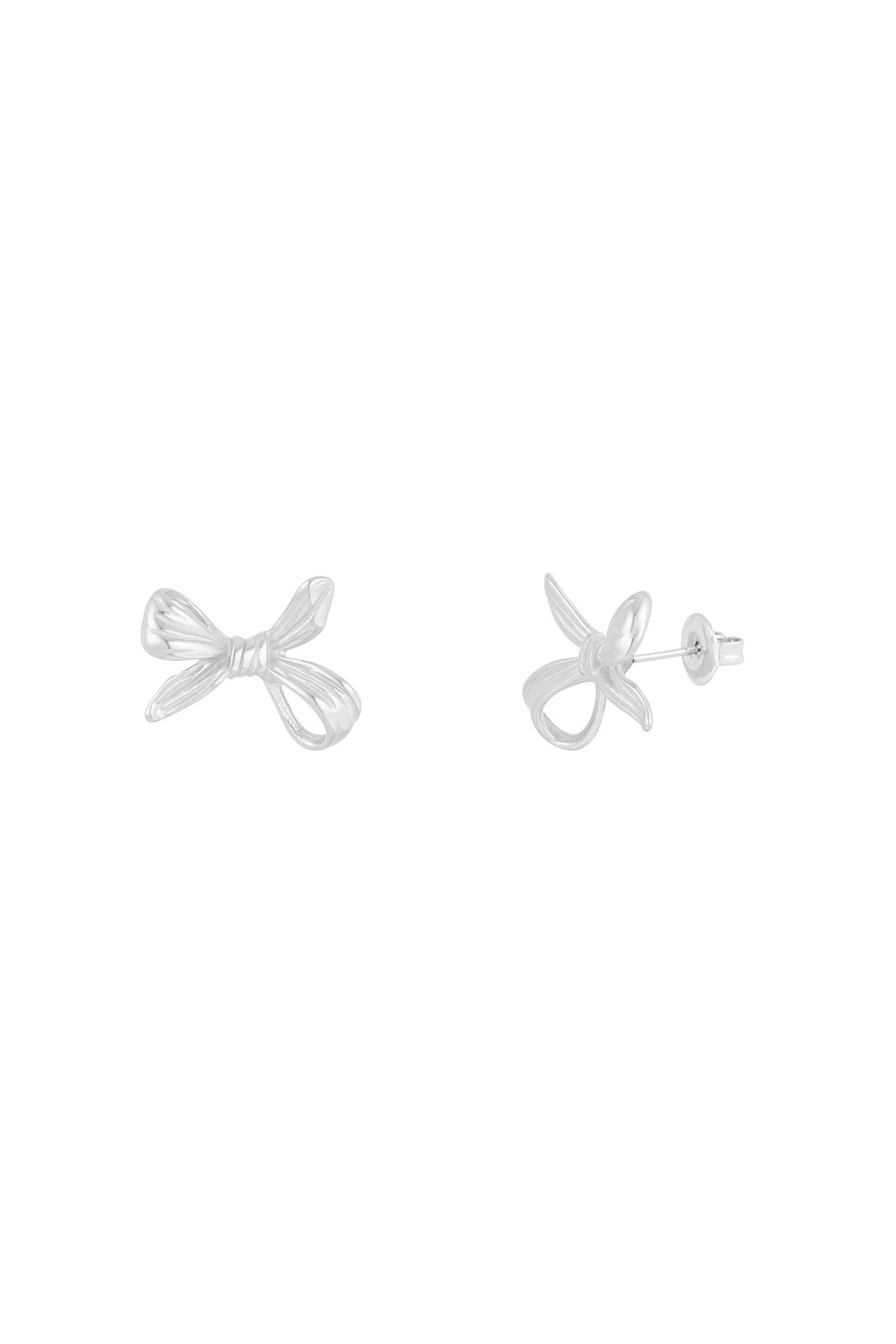 Upside down bow earrings - silver 