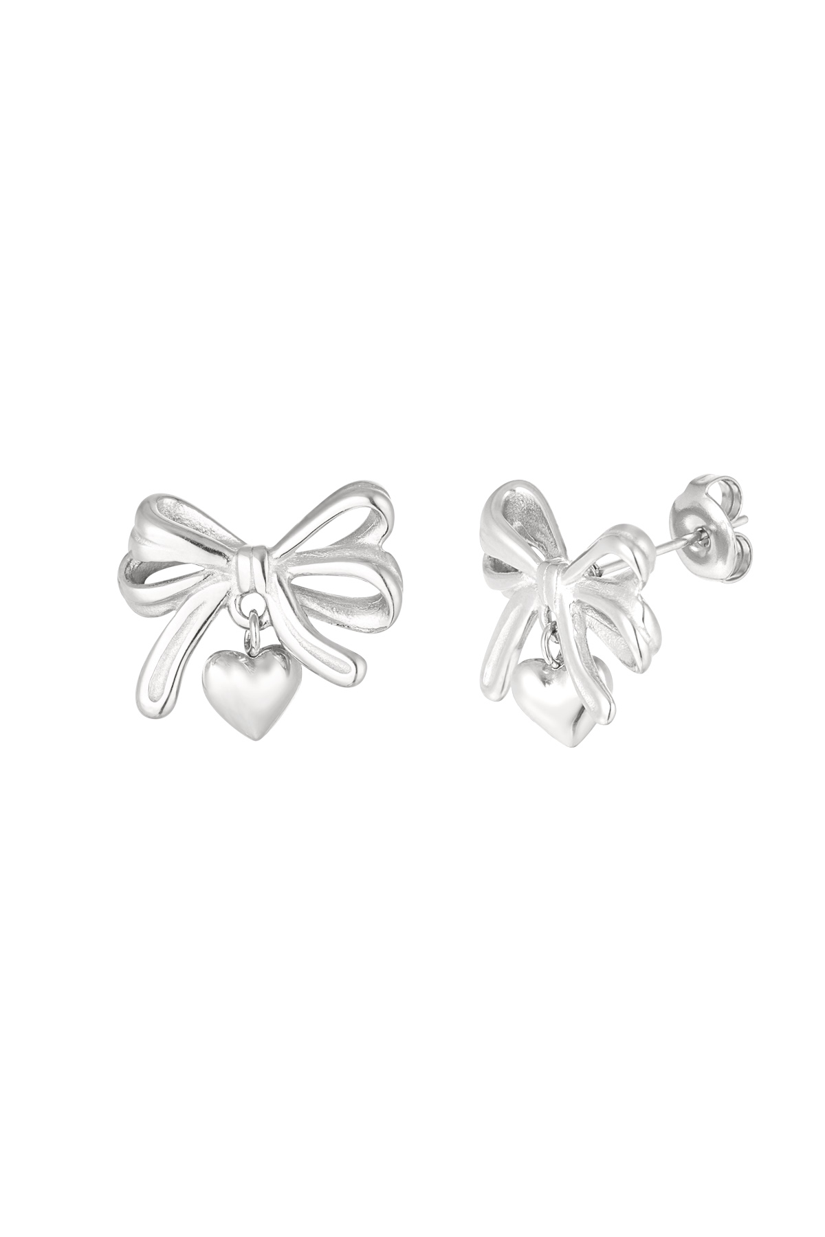 Boucles d'oreilles noeud avec coeur - argent h5 